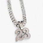 Number 23 Crystal Pendant on 13mm Cuban Chain, 50cm