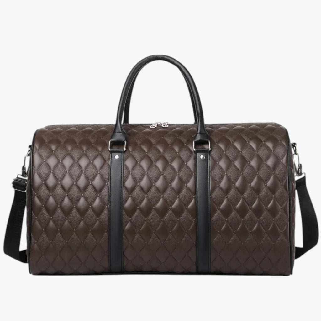 Men's Sleek Leather Weekend Holdall Bag for Short Trips