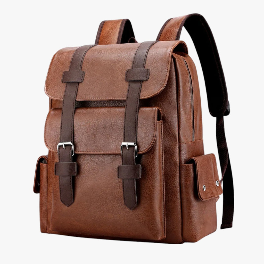 Waterafstotende PU-leren laptoprugzak voor werk en reizen