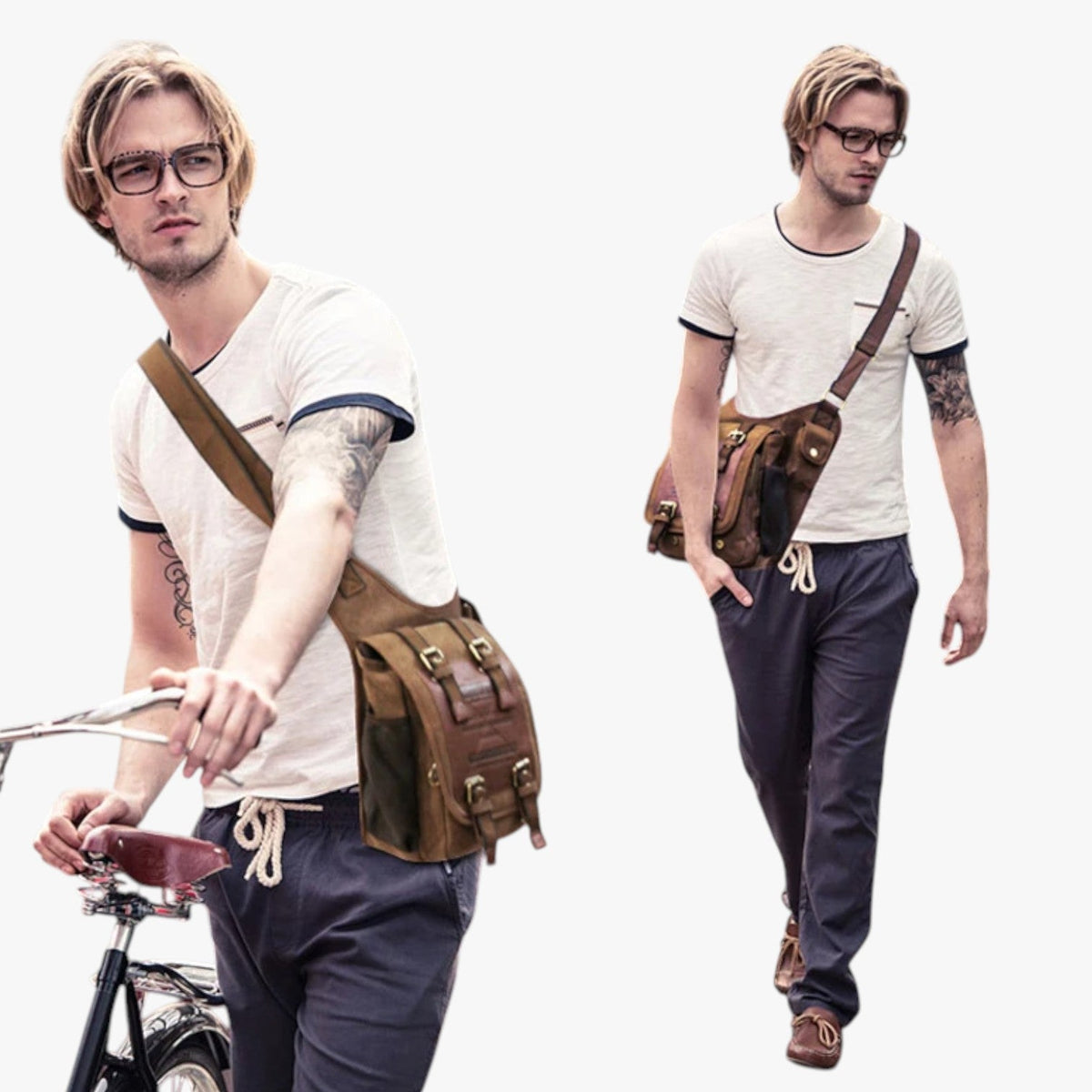 Men's Lightweight Vintage Nylon Messenger Bag
