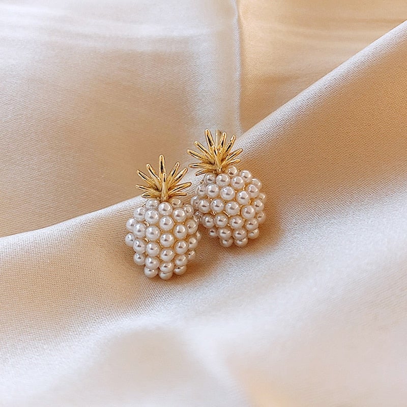 Tropische oorbellen met ananas en parel