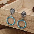 Vintage Bohemian Turquoise Concho Hoop Earrings