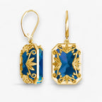Oorhangers met blauwe steen in goud- en zilverkleur