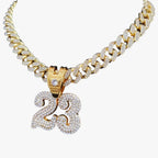 Number 23 Crystal Pendant on 13mm Cuban Chain, 50cm