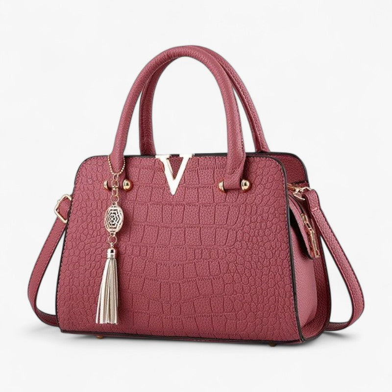 90s-Inspired Faux Leather Croc-Print Shoulder Bag