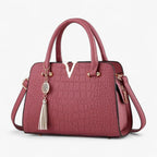 90s-Inspired Faux Leather Croc-Print Shoulder Bag