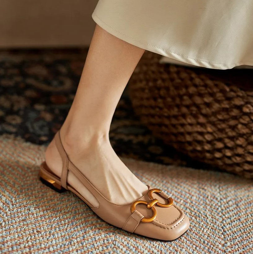 Slingback Sandals in Faux Suede with Block Heel