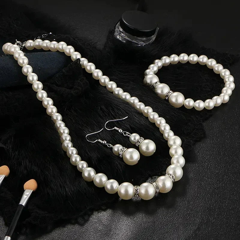 Pearl Necklace, Bracelet and Drop Earrings Collection