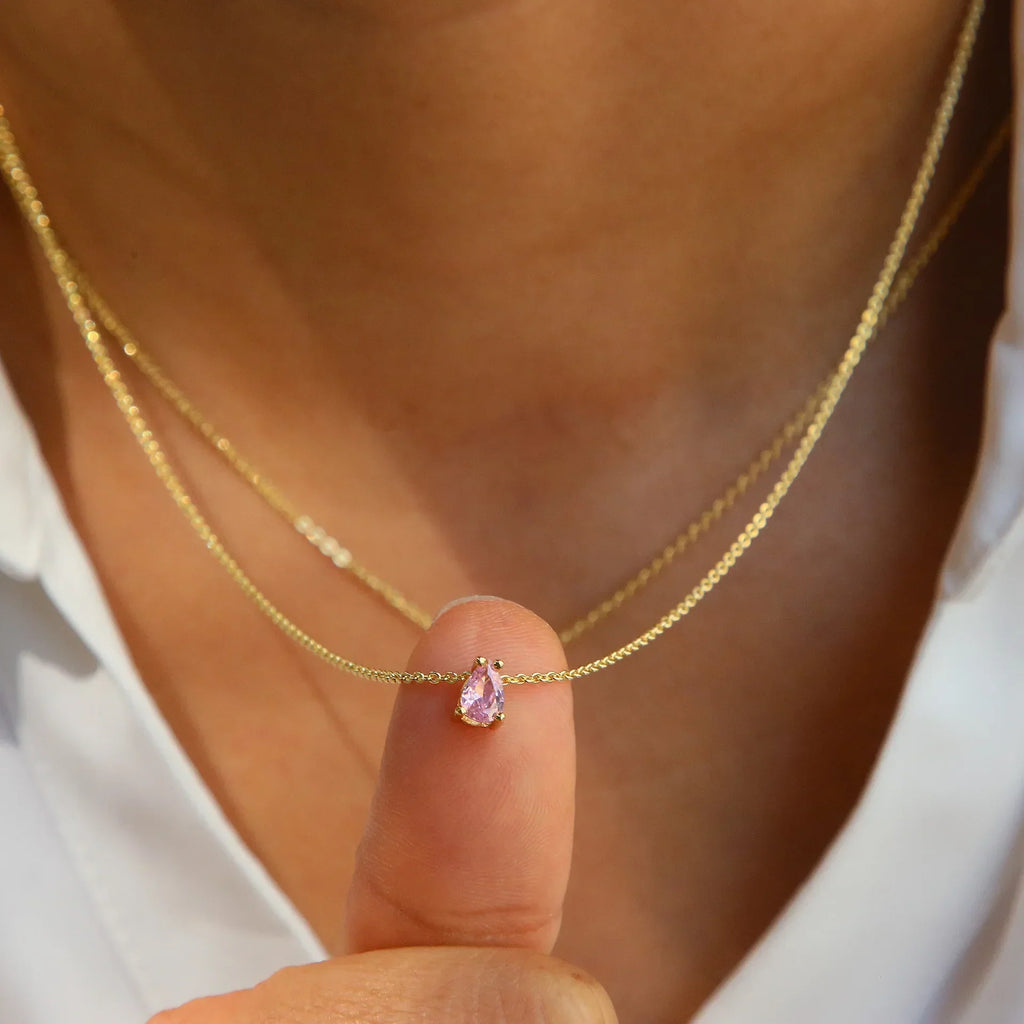 Geboortesteenketting met kristallen druppel