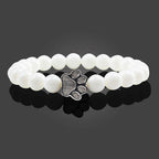 Paw Charm Bracelet with Stone Beads in Many Colours
