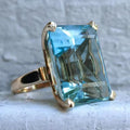 Vintage-Style Turquoise Glass Gold-Tone Ring