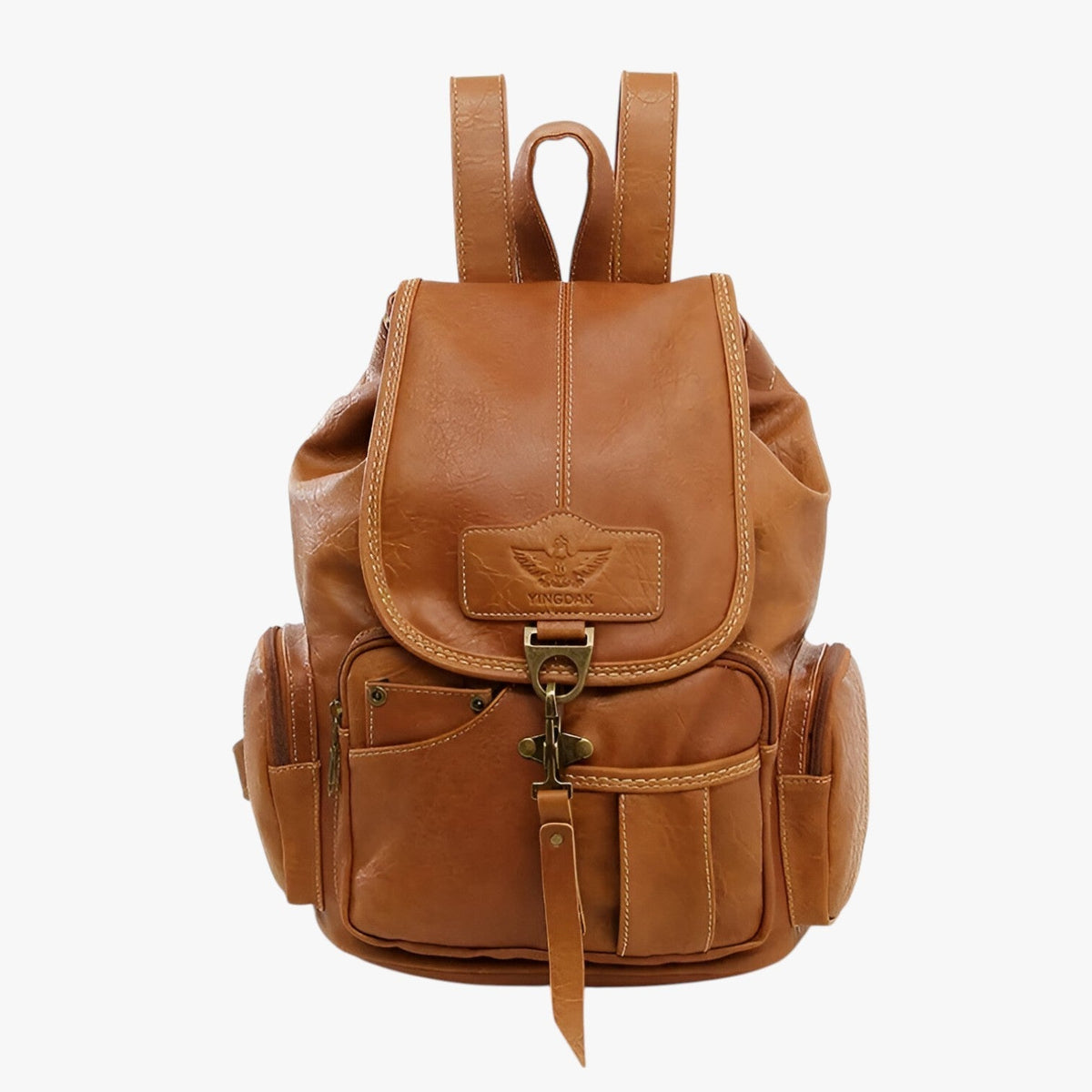 Retro-Finish Compact Spacious PU Leather Backpack