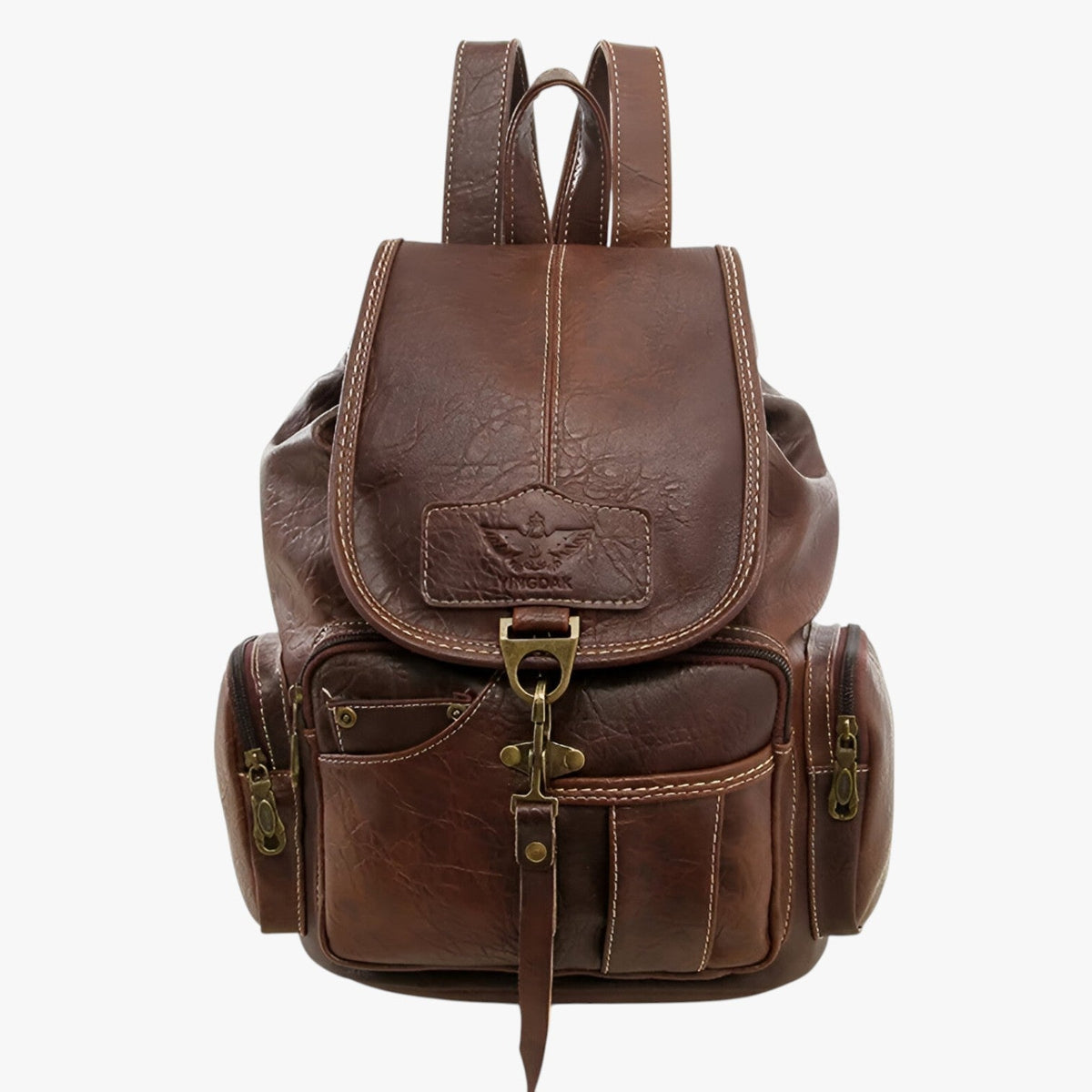 Retro-Finish Compact Spacious PU Leather Backpack