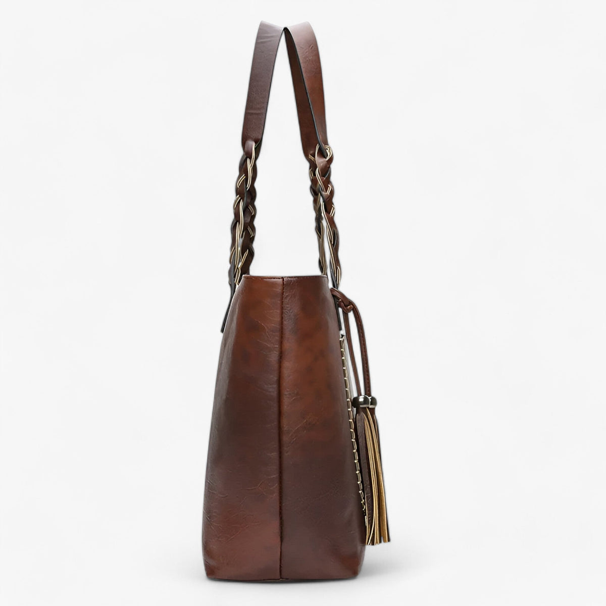 Simple Elegant Leather Handbag with Tassel Detail