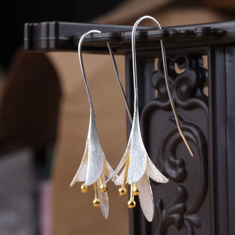 Silver-Tone Flower Earrings