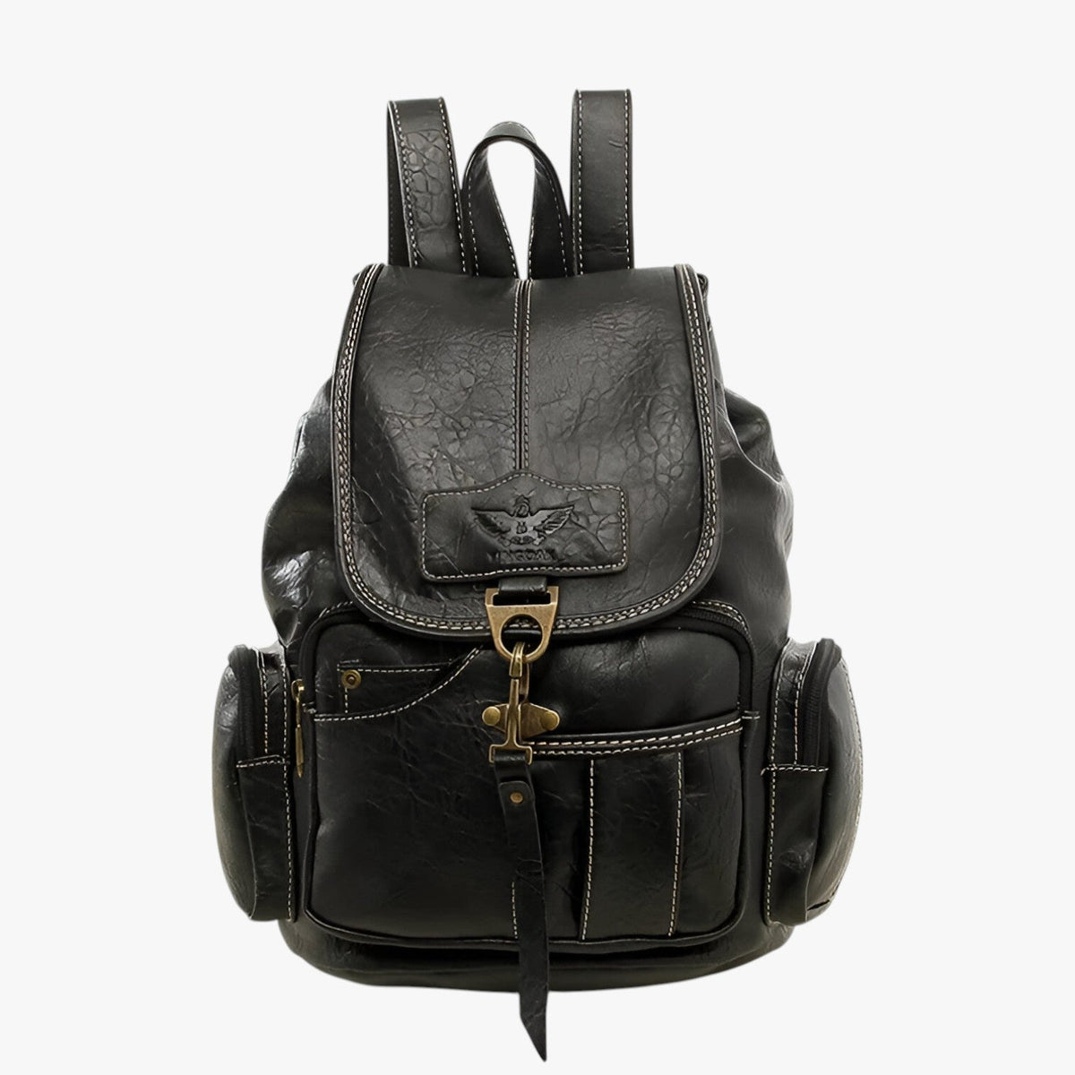 Retro-Finish Compact Spacious PU Leather Backpack