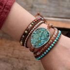 Handmade Ocean Jasper Leather Wrap Bracelet