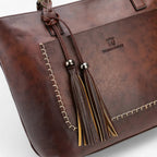Simple Elegant Leather Handbag with Tassel Detail