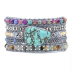 Handgemaakte wikkelarmband met turkoois en amazoniet