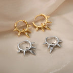 Stainless Steel Spike Hoop Earrings