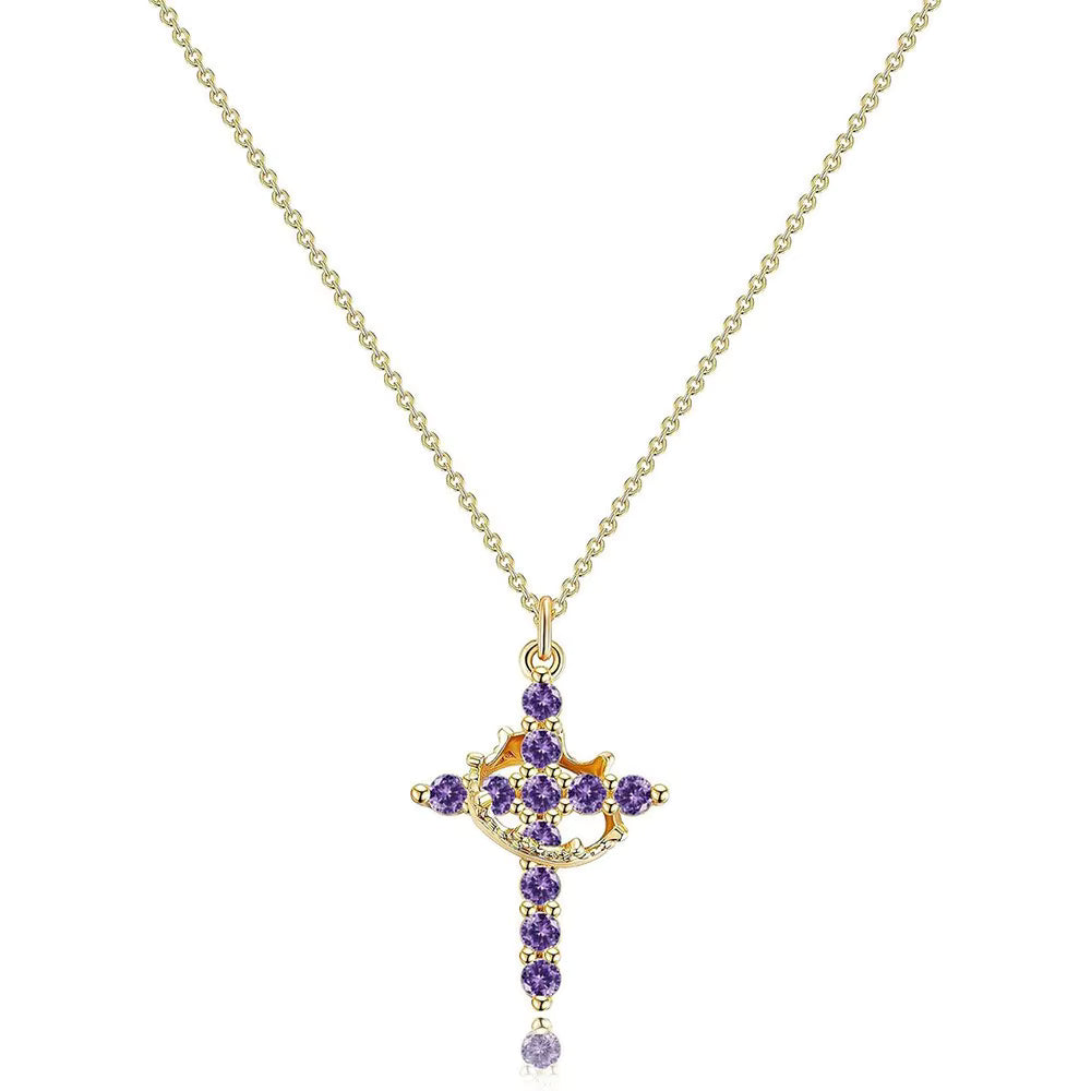 Cross and Crown Necklace in Many Finishes