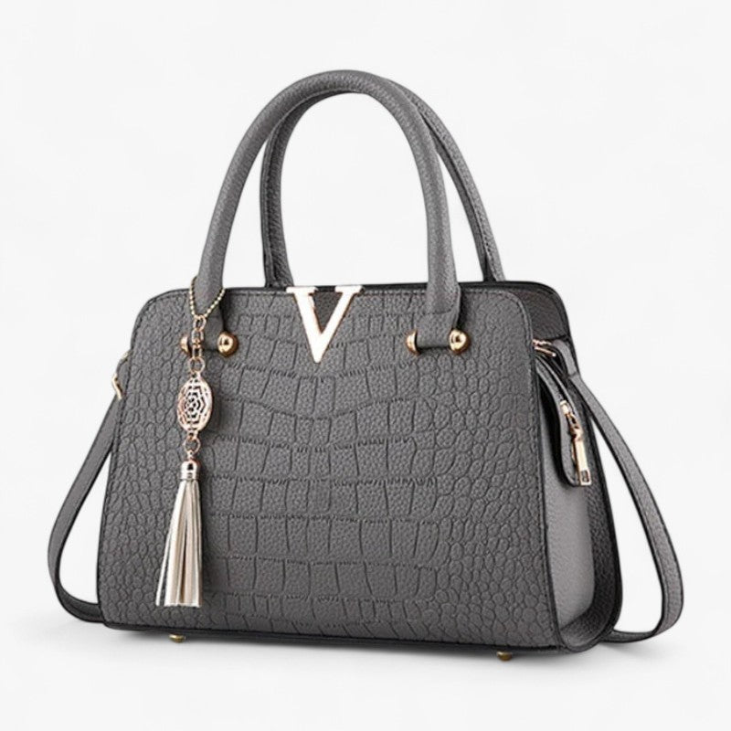 90s-Inspired Faux Leather Croc-Print Shoulder Bag