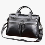 Men's Genuine Ox Leather Laptop Briefcase Shoulder Bag