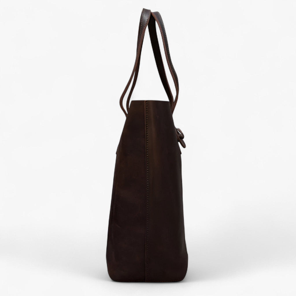 Genuine Leather Handbag with Detachable Clutch
