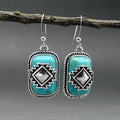 Bohemian Vintage Aztec Geometric Turquoise Drop Earrings
