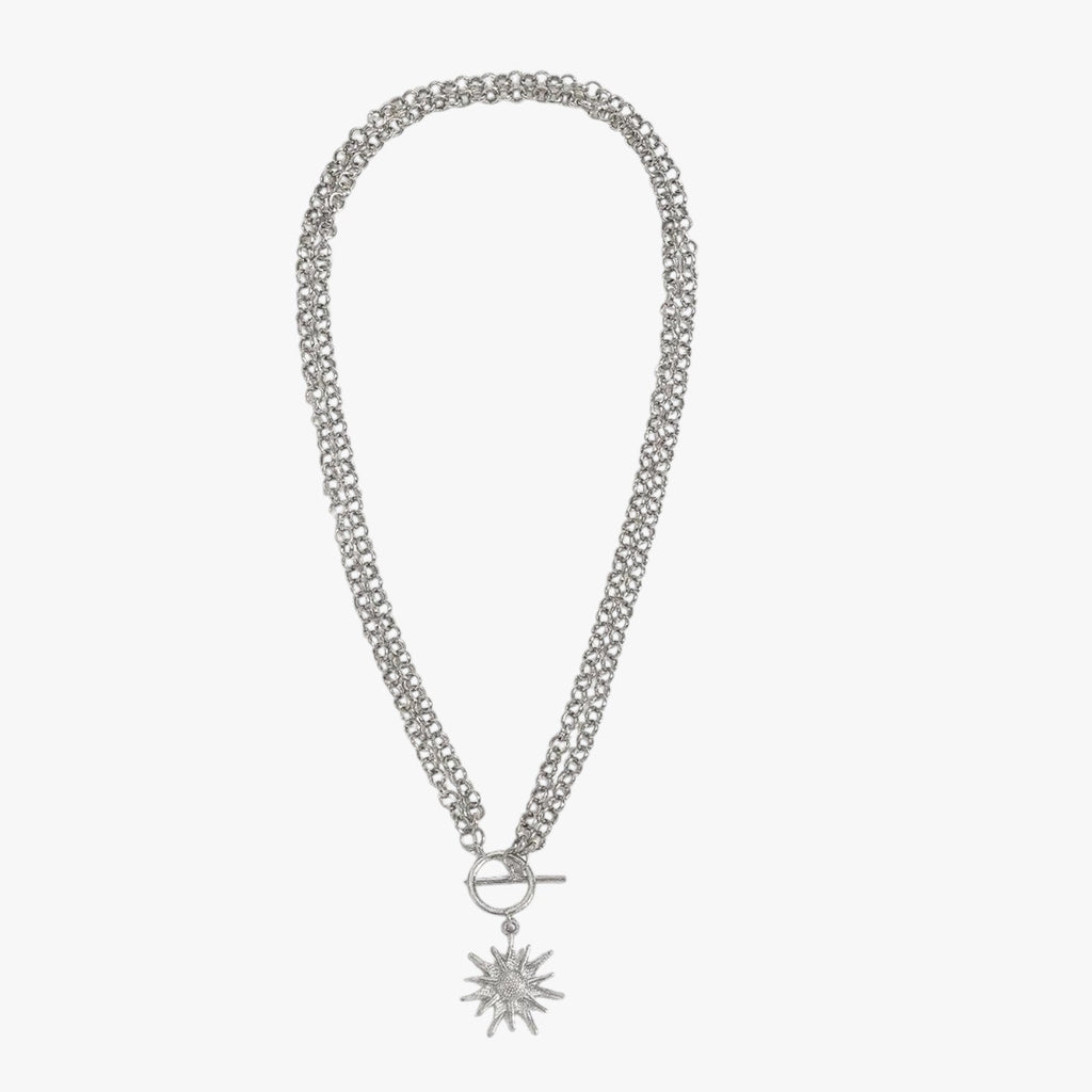 Large Sun Pendant Necklace on a Statement Chain