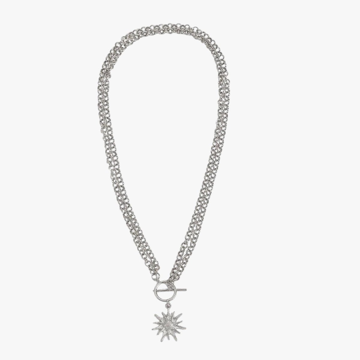 Large Sun Pendant Necklace on a Statement Chain