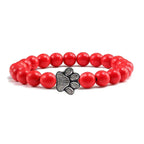 Paw Charm Bracelet with Stone Beads in Many Colours