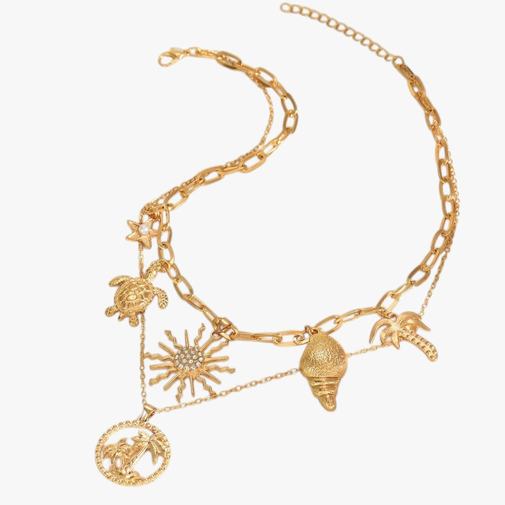 Ketting met schildpad- en zeesterbedel, fijne schakel