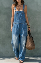 Denim Jumpsuit with Elasticated Waist and Easy Shape