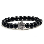 Paw Charm Bracelet with Stone Beads in Many Colours