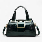 Spacious Two-Compartment Croc-Pattern Tote Bag