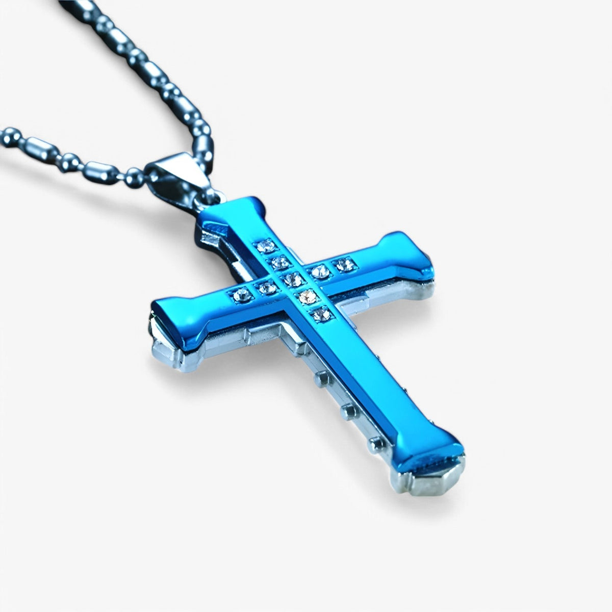 Kruisketting met kristalzetting in zilverkleur