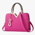 Elegant Zip-Top Handbag with Pearl Zip Detail
