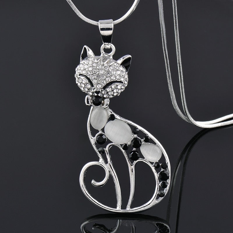 Sterling zilveren kattenketting met zirkonia