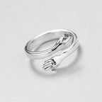 Adjustable Embrace Ring in Silver Tone