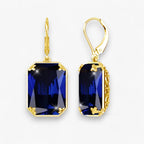 Oorhangers met blauwe steen in goud- en zilverkleur