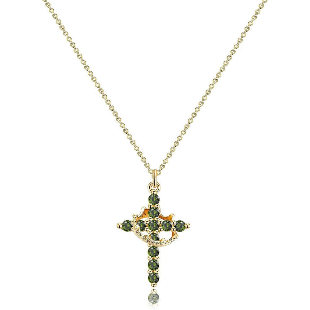 Cross and Crown Necklace in Many Finishes