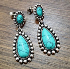 Vintage-Style Silver-Tone Turquoise Dangle Earrings
