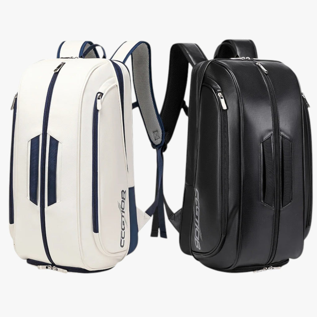 Water-Resistant PU Tennis Backpack with Sealed Shoe Compartment