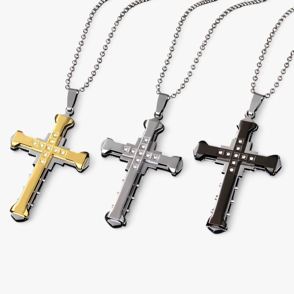 Kruisketting met kristalzetting in zilverkleur