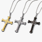 Kruisketting met kristalzetting in zilverkleur