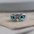 Adjustable Good Luck Owl Ring with Opal-Look Stone