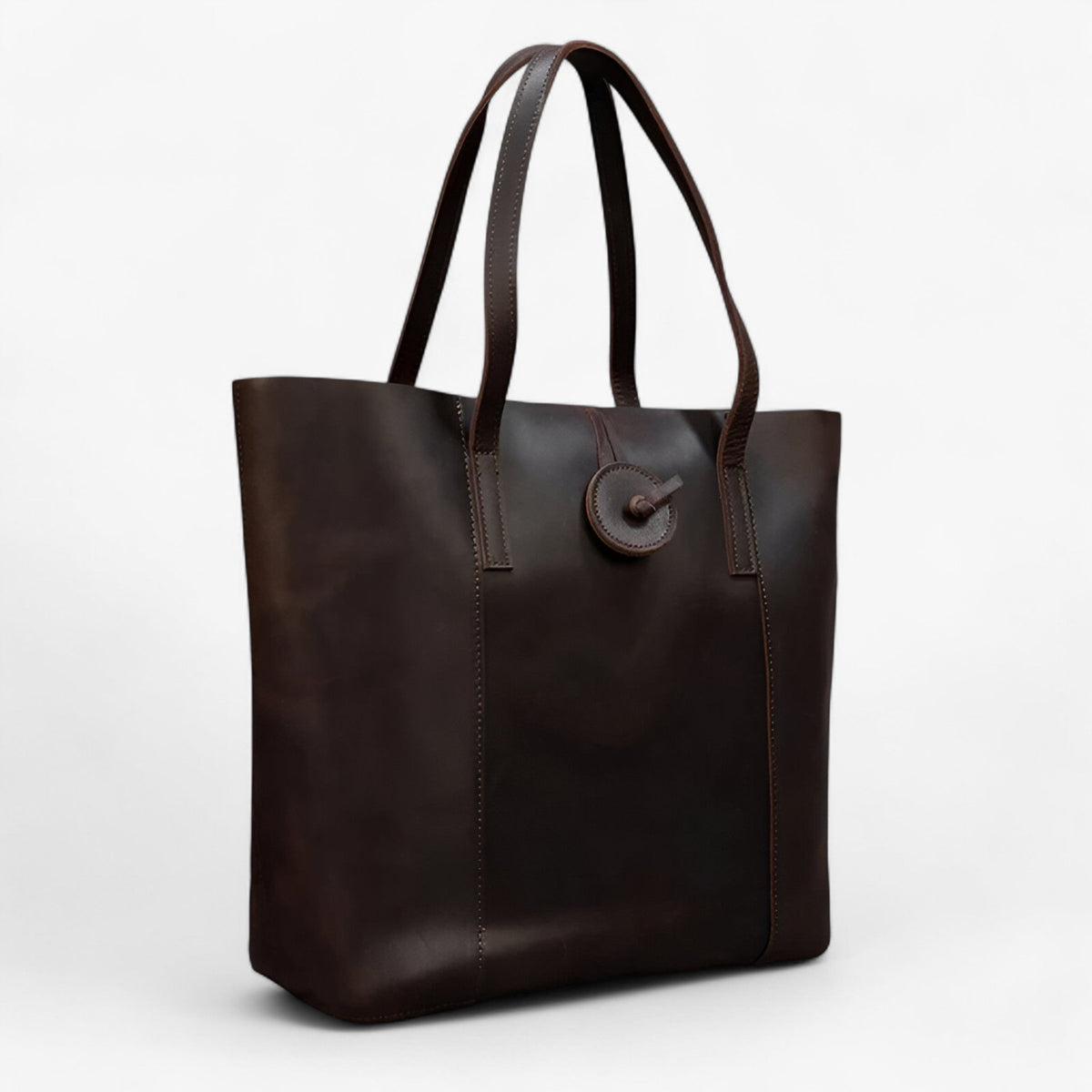 Genuine Leather Handbag with Detachable Clutch