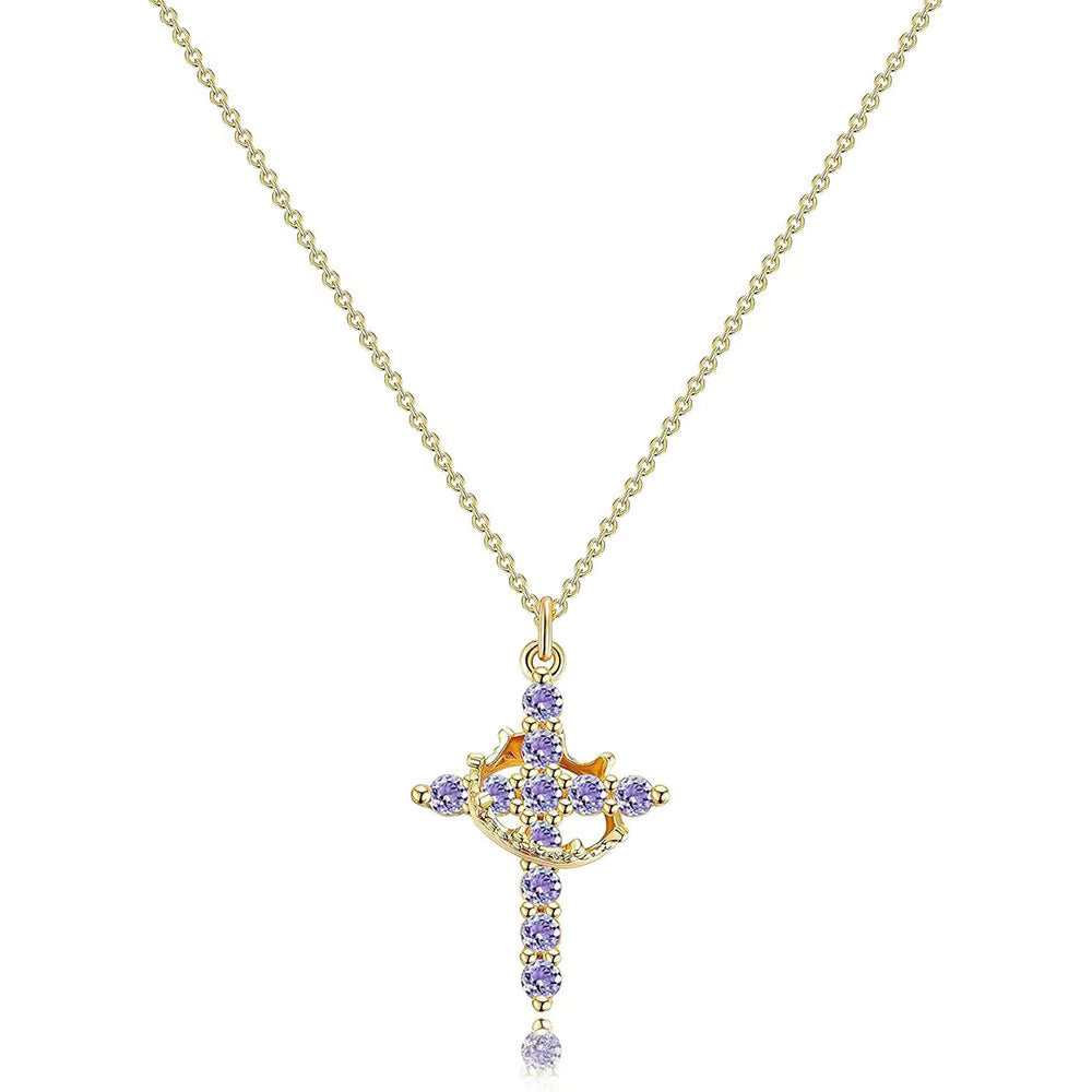 Cross and Crown Necklace in Many Finishes