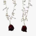 Rose Pendant Necklace with Freshwater Pearl Drop
